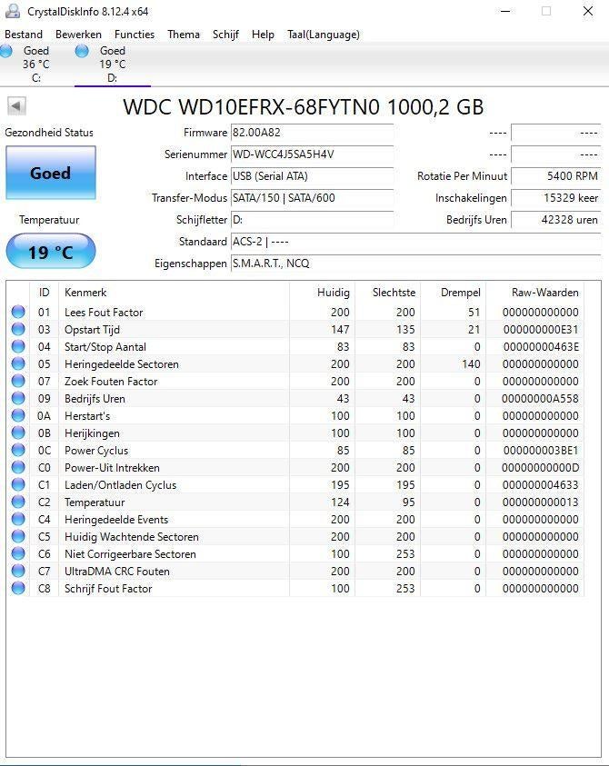 Wd red 1tb nas disk Wdc WD10efrx-68fytn0, Computers en Software, Harde schijven, Intern, Gebruikt, 1 Tb, Desktop