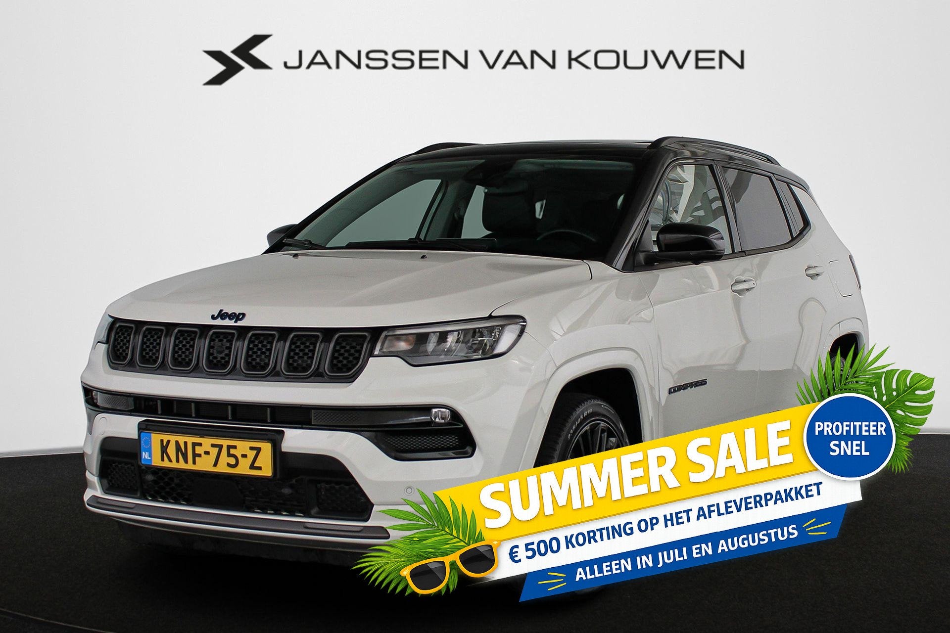 Jeep Compass 4xe 240 Plug-in Hybrid Electric S Panoramadak L, Automaat, 4 cilinders, Wit, Vierwielaandrijving