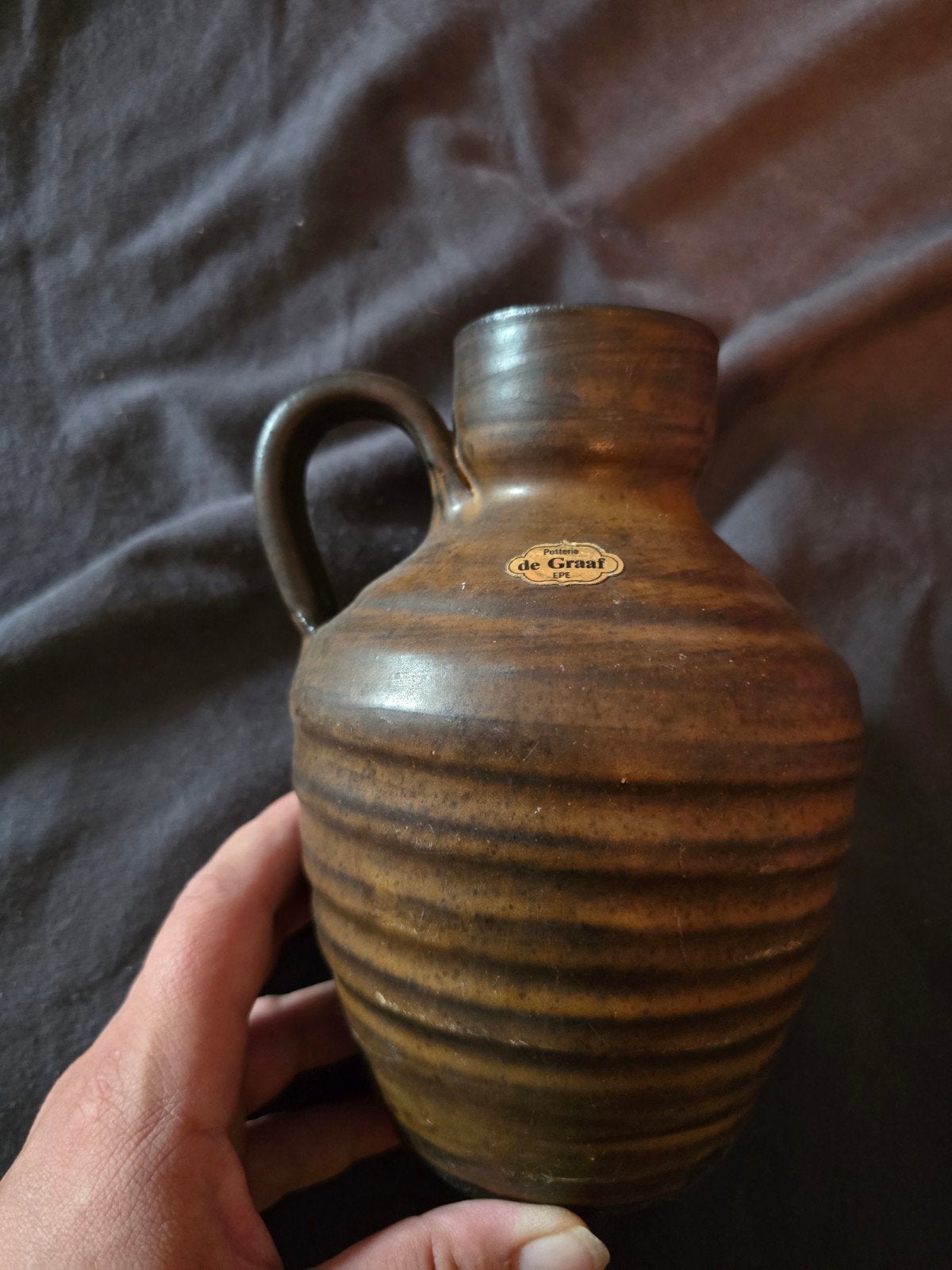 Vintage Aardewerk Kruikje van Poterie de Graaf Epe, Ophalen of Verzenden