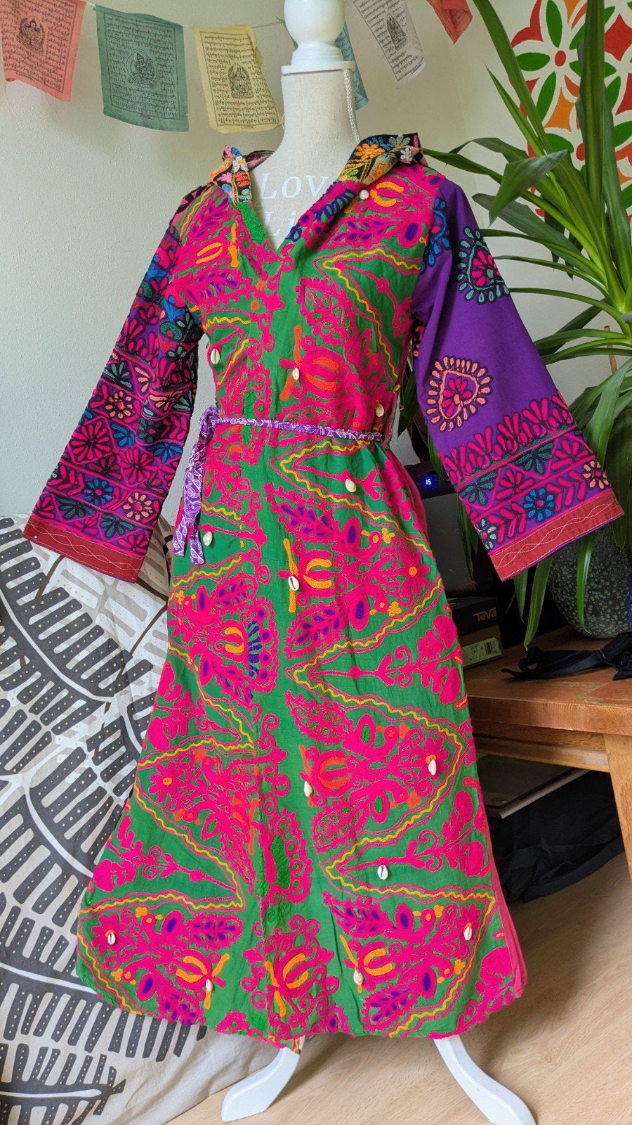 Psychedelic India goa hippie boho psy ibiza vintage kimono, Ophalen of Verzenden, Zo goed als nieuw, Maat 38/40 (M), Overige typen
