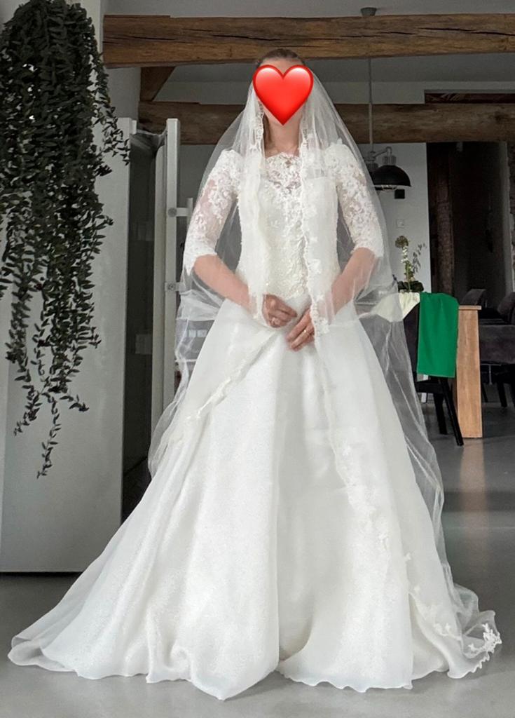 Pronovian Algecira - Luxe designer Bruidsjurk incl. sluier, Trouwjurk, Wit, Pronovias, Ophalen of Verzenden