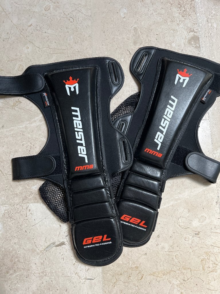 Meister leren MMA/Krav Maga scheenbeschermers z.g.a.n., Overige, Vechtsportbescherming, Ophalen of Verzenden, Zo goed als nieuw