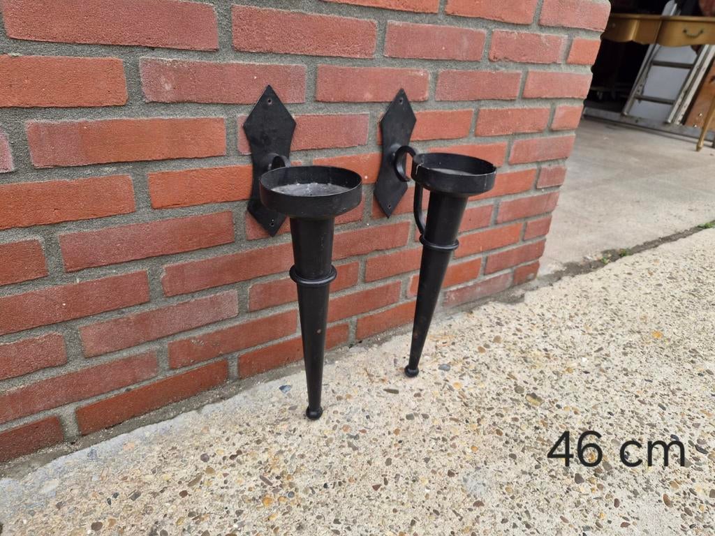 Set van 2 Kasteel Kandelaars - 46 cm, Antiek en Kunst, Antiek | Kandelaars, Ophalen of Verzenden