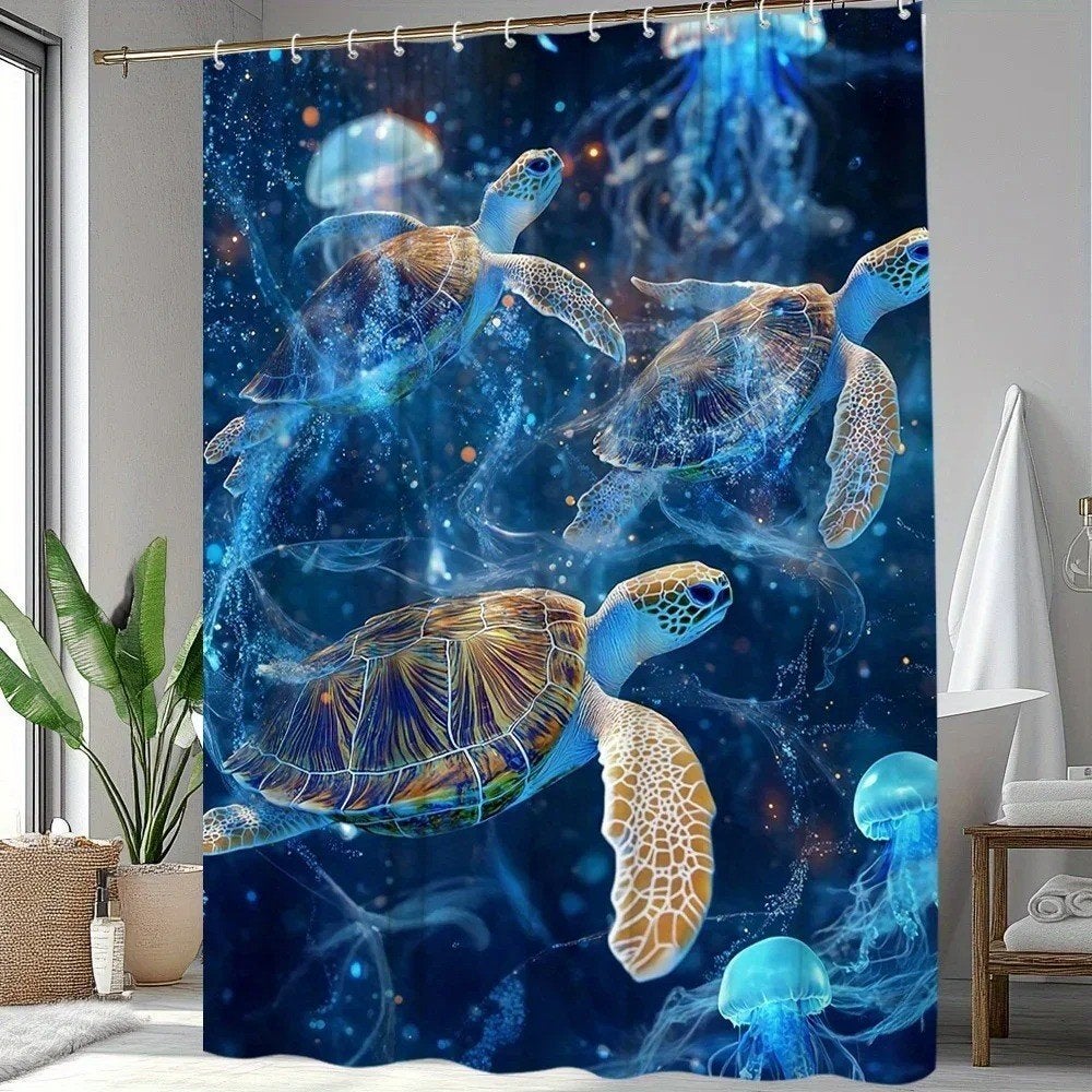 Douchegordijn Zeeschildpadden (180x200cm), Ophalen of Verzenden, Nieuw, Overige typen
