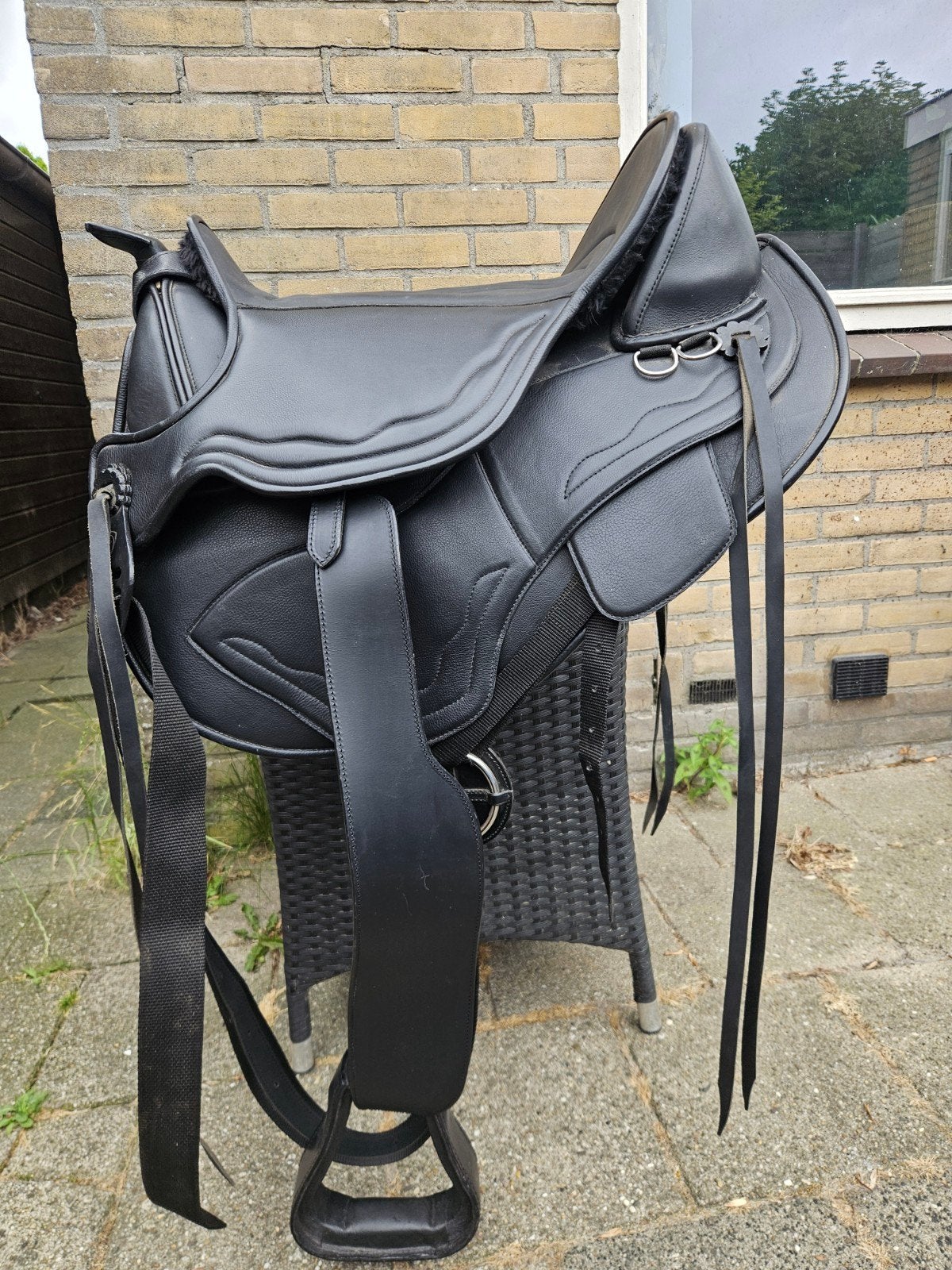 Edix Tiamo boomloos western zadel, Dieren en Toebehoren, Paarden en Pony's | Zadels, L (17.5 inch), Vlakke zit, Ophalen of Verzenden