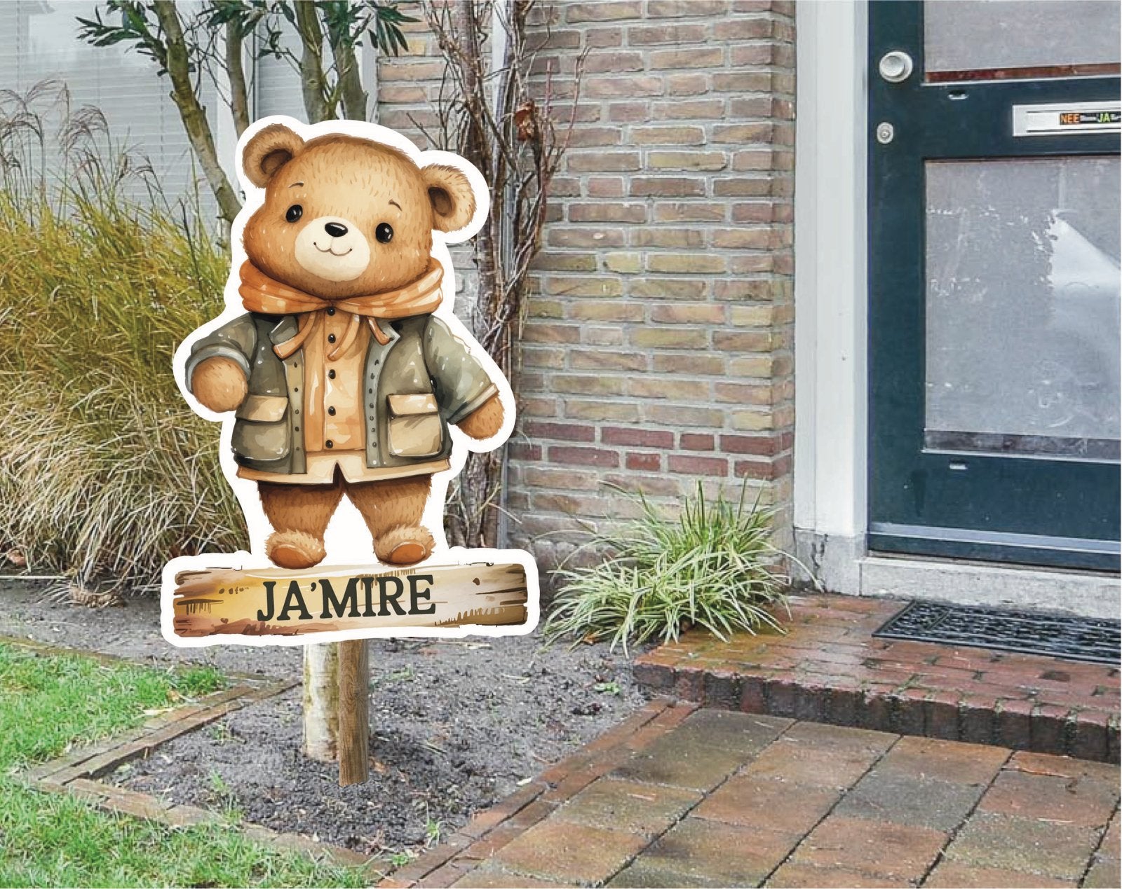 Geboortebord, Raambord of Raamsticker Beer met Stoere Jas, Ophalen of Verzenden, Nieuw, Geboortebord