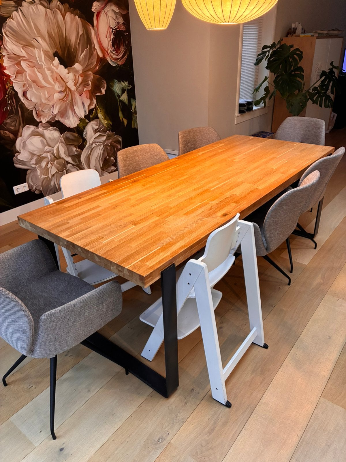 Eetkamertafel eiken, Gebruikt, Eikenhout, 200 cm of meer, Vijf personen of meer