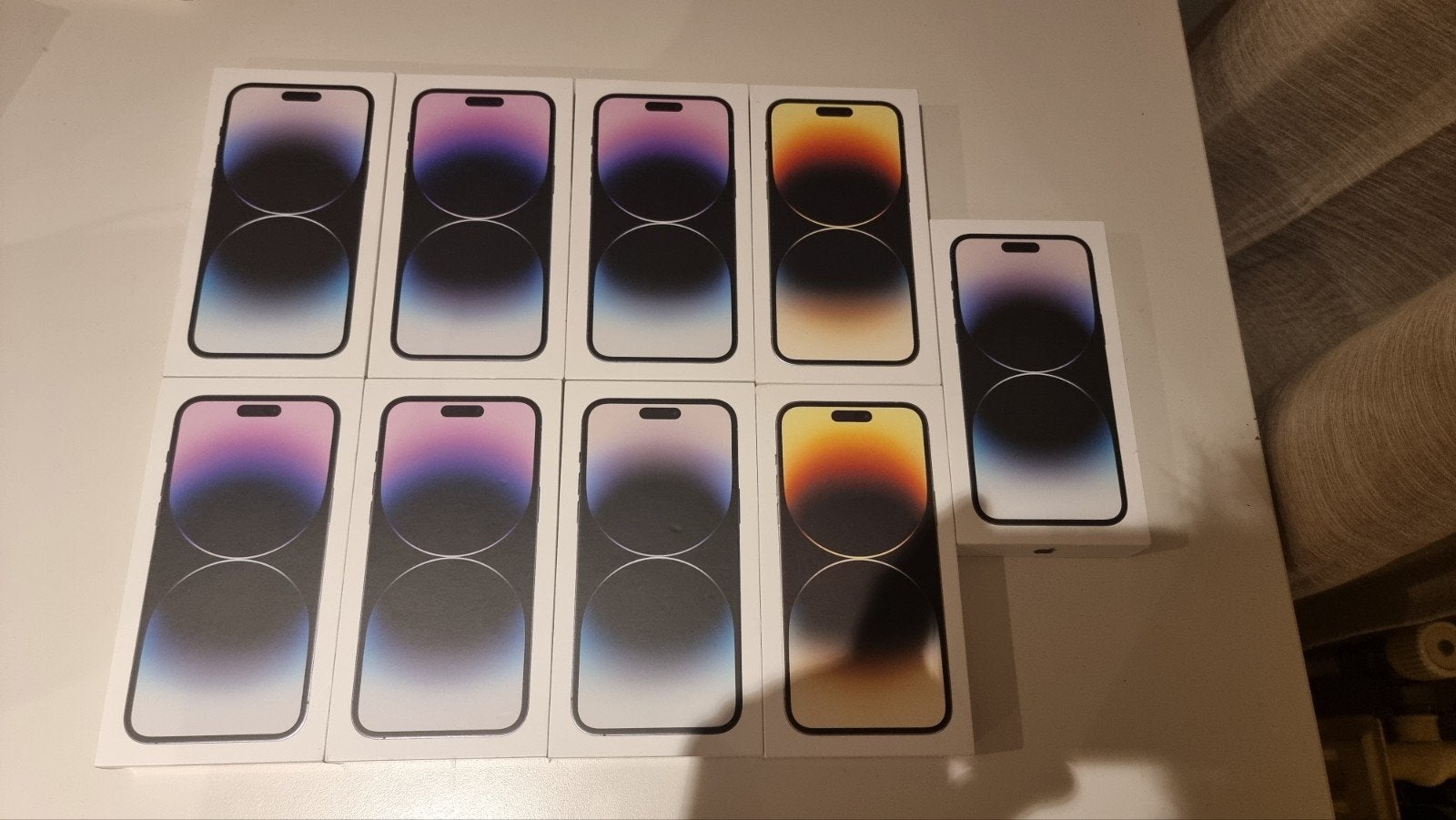 9x Lege iphone 14 pro max doosjes, 128 GB, Paars, Ophalen of Verzenden, Zo goed als nieuw