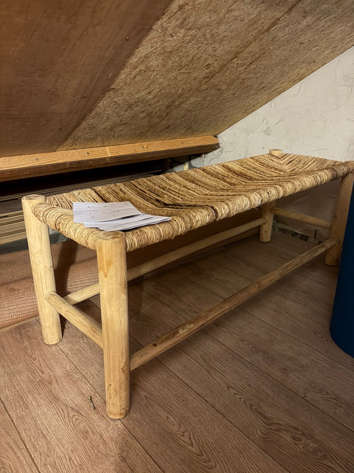 Rotan bohemian bankje, Ophalen, Zo goed als nieuw, Rotan