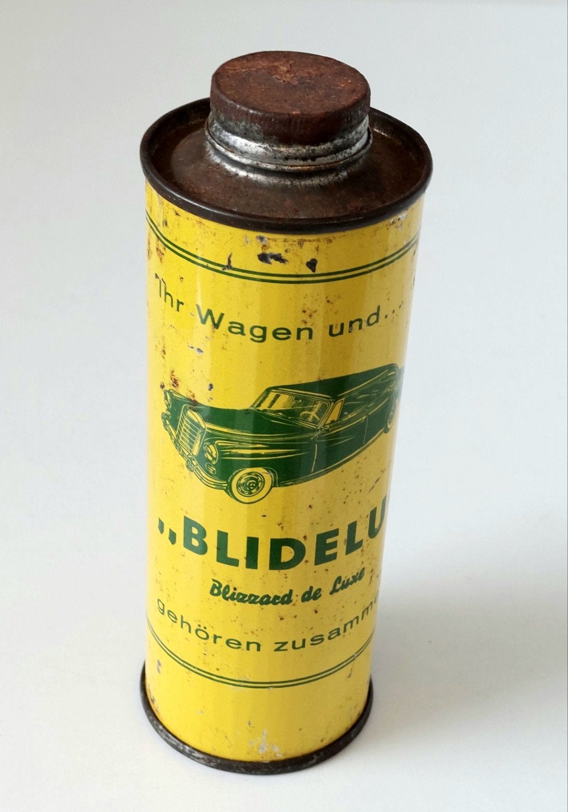 Oud reclame blik Blidelu Mercedes Audenauer Oldtimer poets, Ophalen of Verzenden, Gebruikt