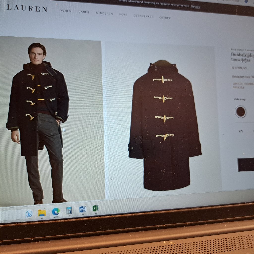 Ralph Lauren wollen grijze houtje touwtje jas mt XL nr 44001, ., Ralph Lauren, Ophalen of Verzenden, Ralph Lauren