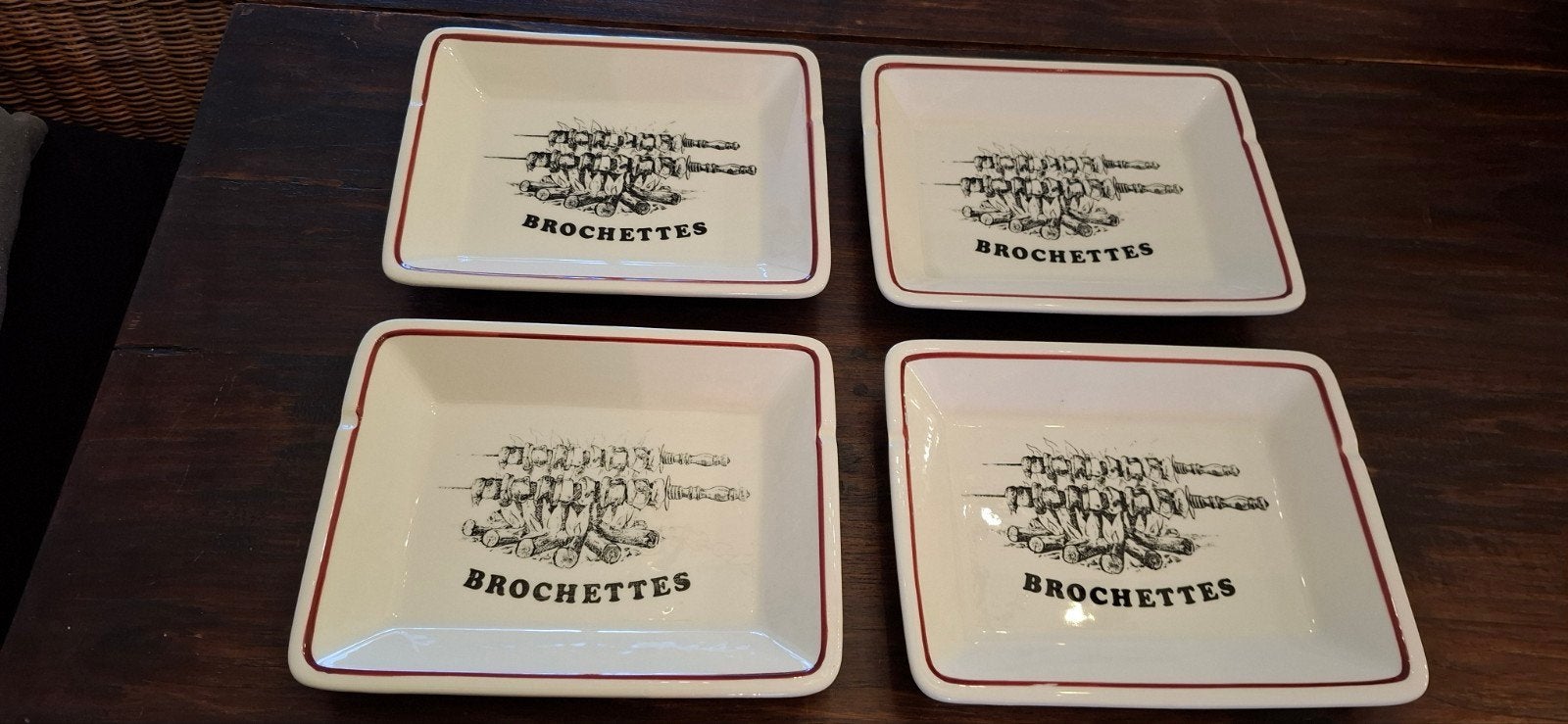 Set van 4 Gien France Brochettes gourmet/ barbecue borden, Ophalen of Verzenden