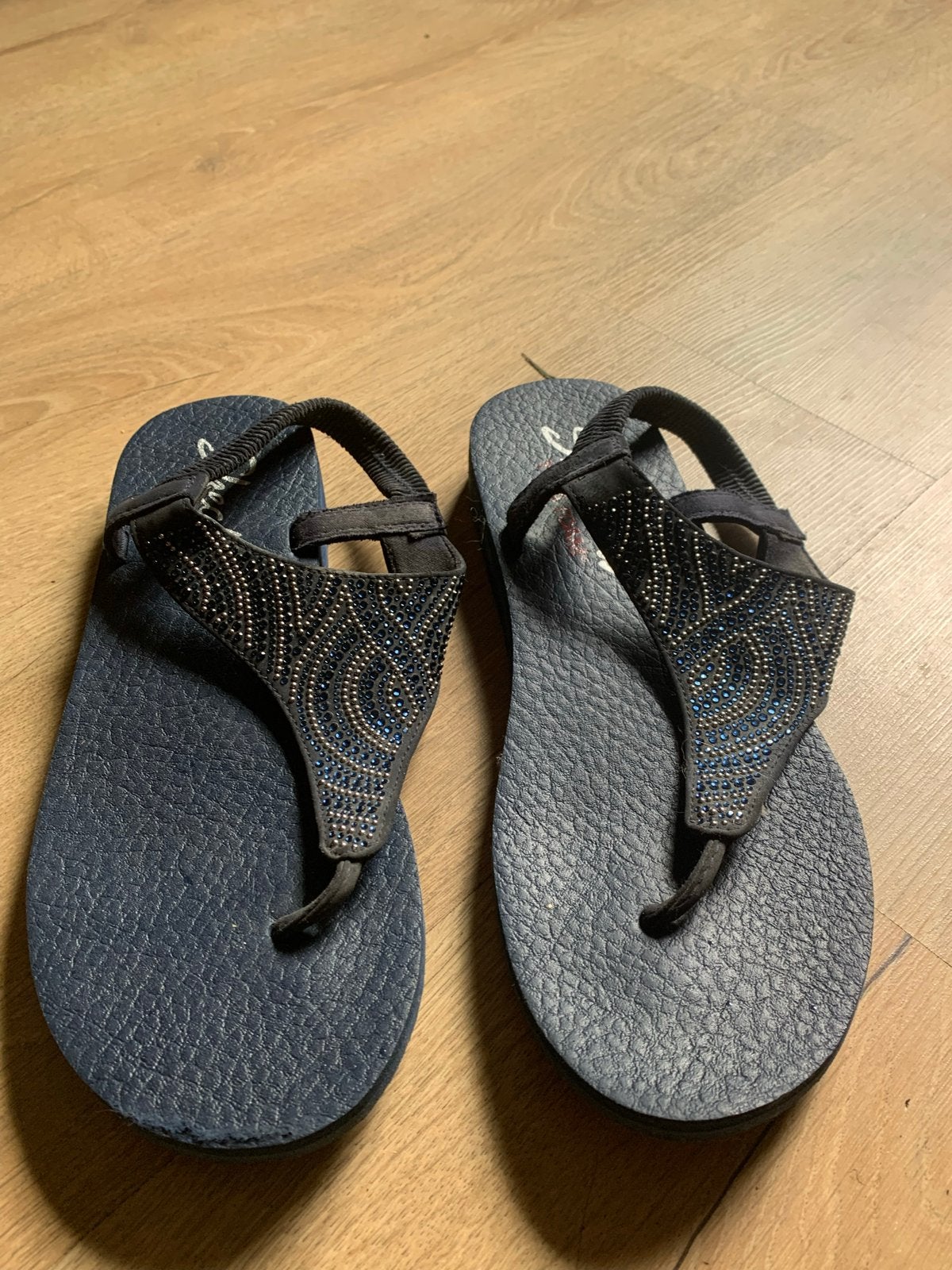 Skechers slippers met strass steentjes - Maat 40, Ophalen, Gedragen, Blauw, Slippers