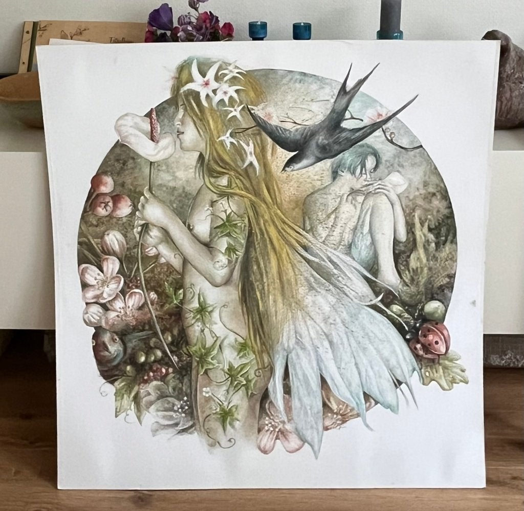 schilderij - originele Feeën kunst - ‘Fairy’, Ophalen, Origineel werk, Portret of Personen, Papier
