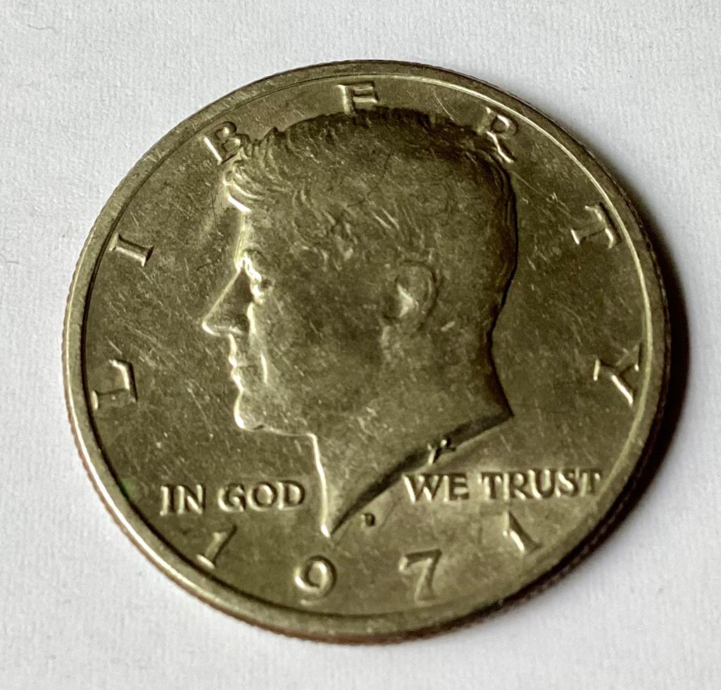Halve dollar munt. 1971. Met afbeelding van Kennedy., Ophalen of Verzenden, Noord-Amerika