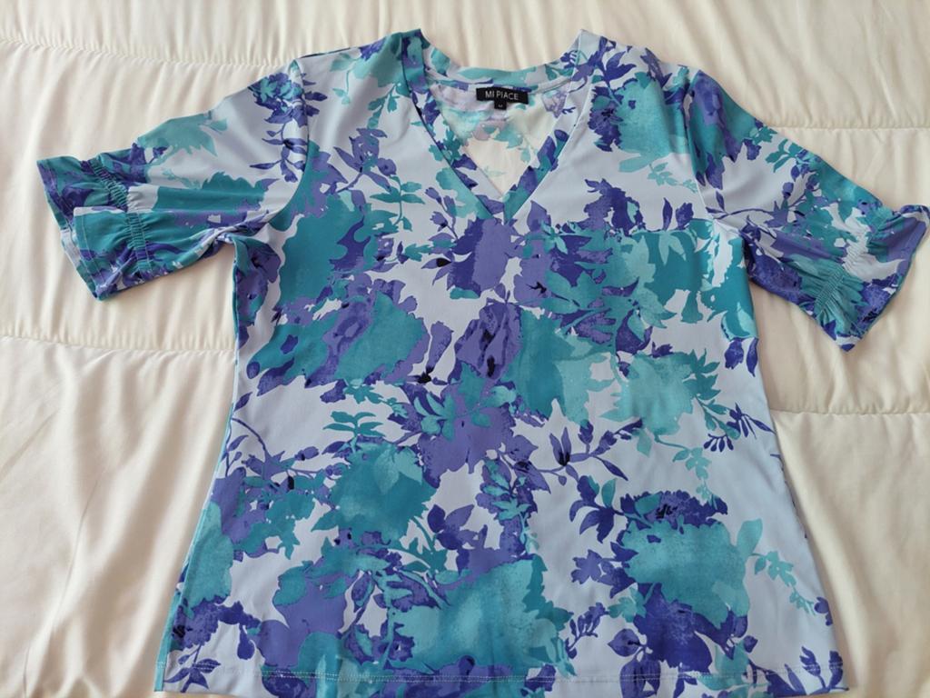 Mi Piace travelstof blouse maat M, Maat 38/40 (M), Mi Piace, Blauw, Nieuw
