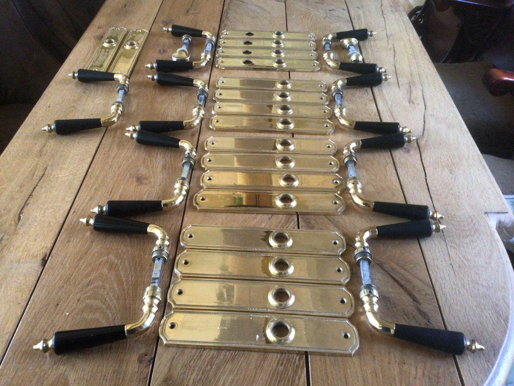 Oude deurklinken bakeliet/messing, Ophalen of Verzenden, Gebruikt, Koper of Messing, Klink of Kruk