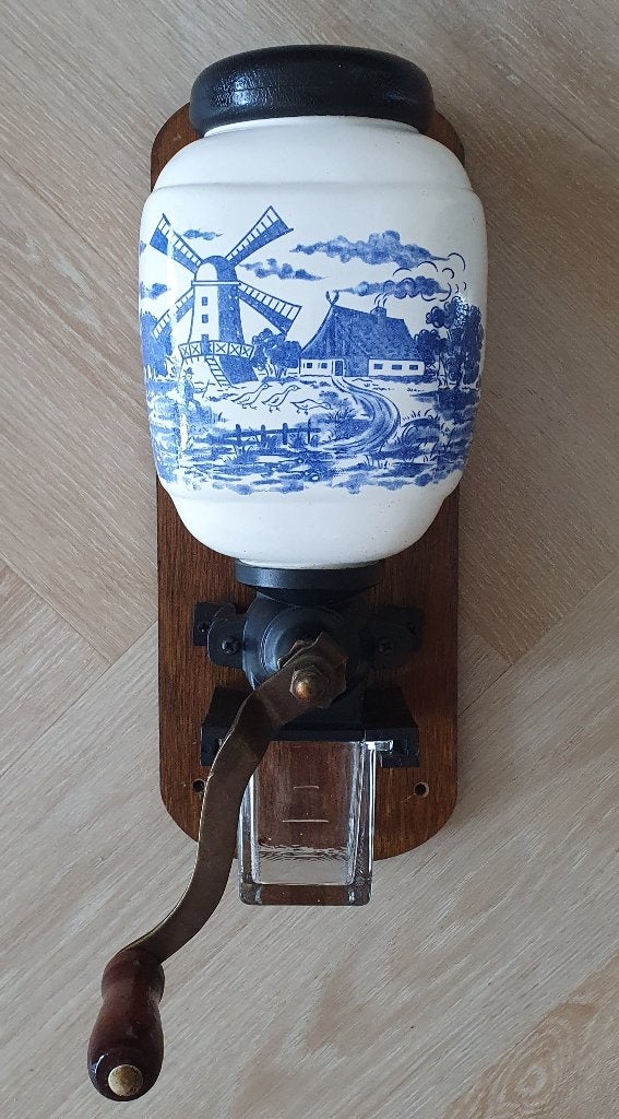 Vintage Wandkoffiemolen - Delft Blauw - Volledig Werkend, Ophalen of Verzenden