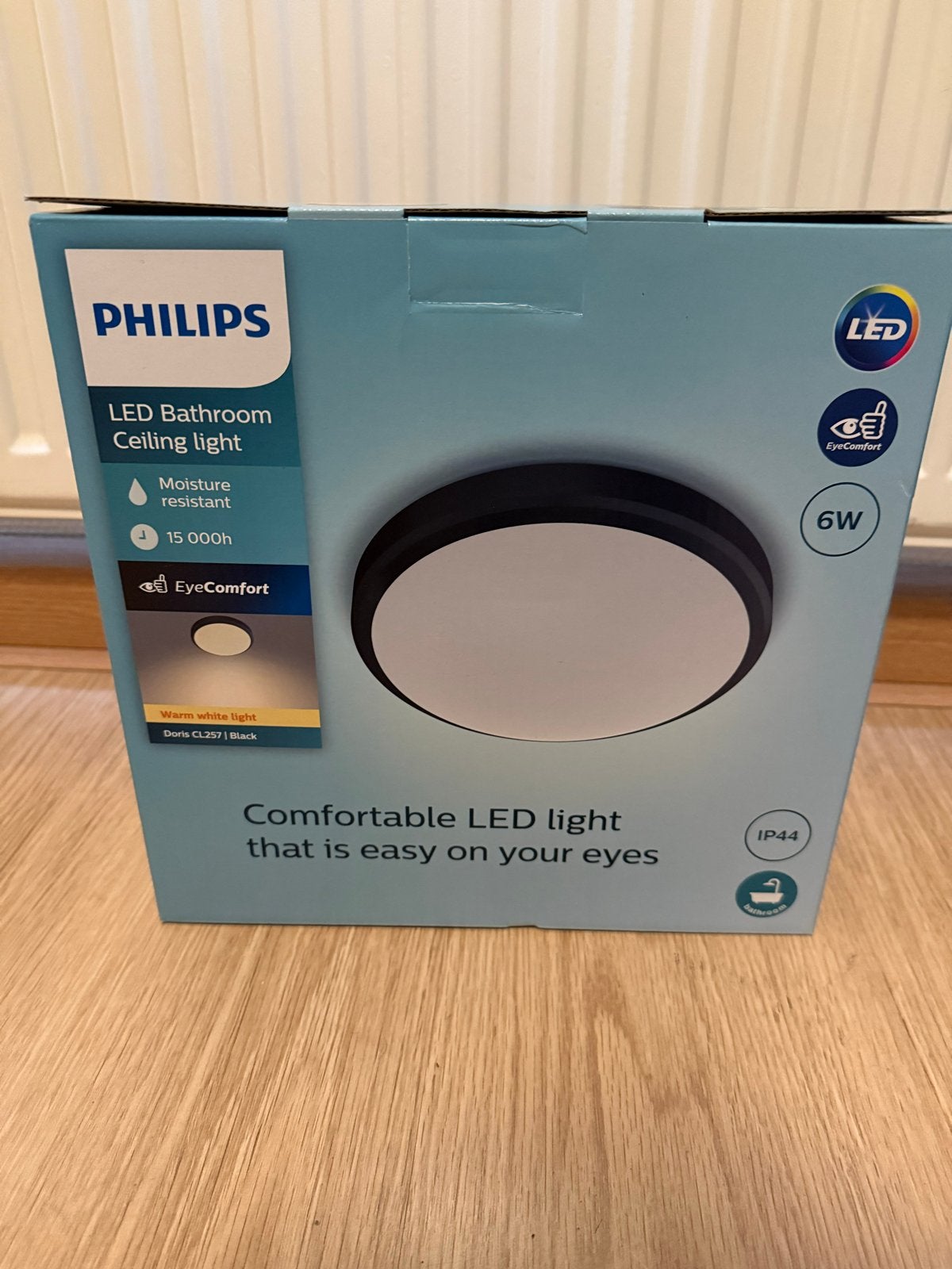 Philips LED Badkamer Plafondlamp - Zwart, 6W, EyeComfort, Kunststof, Modern, Zwart, LED