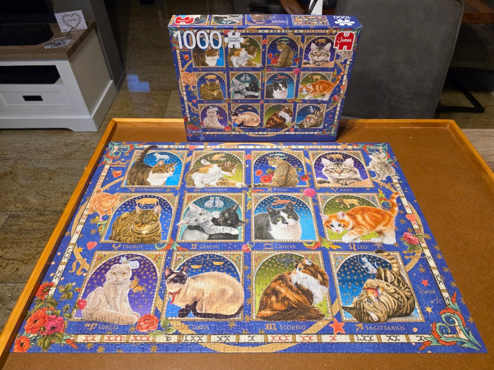 Puzzel Franciens katten horoscoop, Ophalen of Verzenden, 500 t/m 1500 stukjes, Zo goed als nieuw