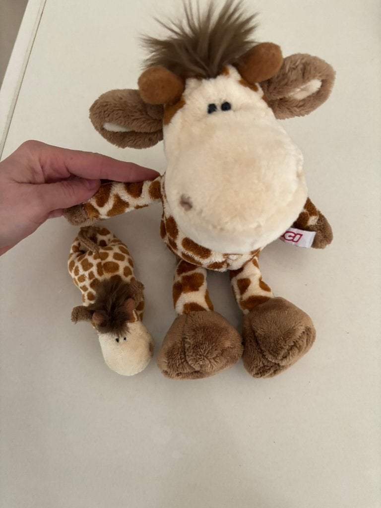 Nici giraffe knuffel met baby mini knuffel magneetjes!, NICI, Overige karakters, Overige typen, Ophalen of Verzenden