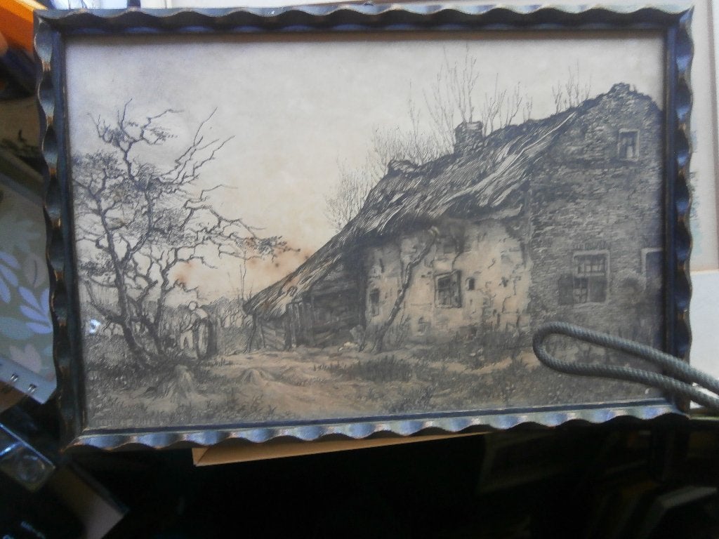 In kartellijstje ets/ Gravure v/e Huisje in Eemnes, Ophalen, Gravure