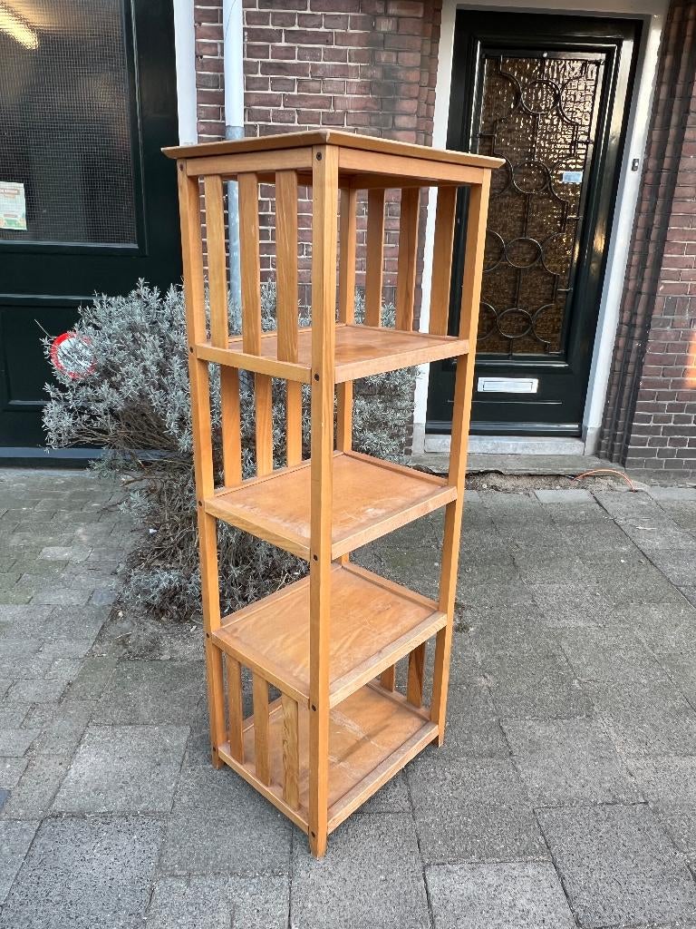 Vintage Deens boekenkast hout stelling beuken 1960, Ophalen, Met plank(en), Gebruikt, Vintage