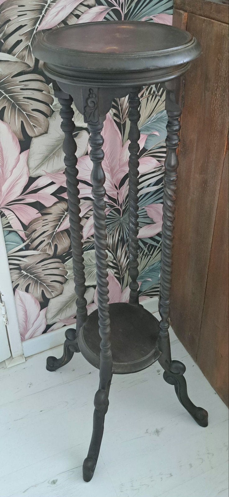 Antieke mahonie piedestal 100cm, Ophalen, Gebruikt