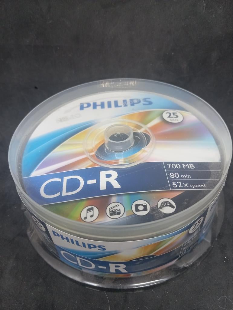 Philips CD-R 700 MB 80 min 52x speed (25 stuks), Computers en Software, Beschrijfbare discs, Cd, Nieuw, Ophalen of Verzenden, Op spindel