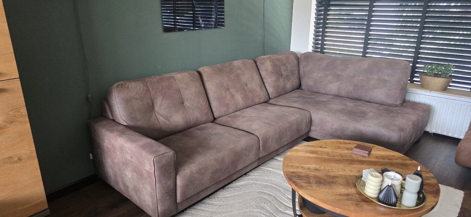 Comfortabele hoekbank, bruin, zo goed als nieuw, Ophalen, Zo goed als nieuw, Stof, Modern, Comfortabel