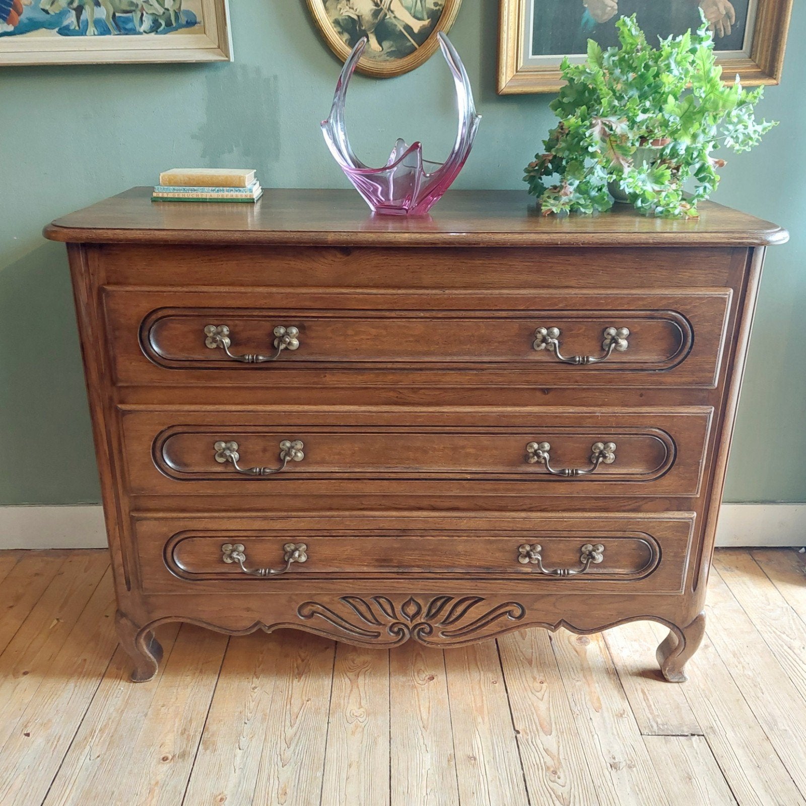 Lucky Vintage antieke grote Franse landelijke stijlladekast, Huis en Inrichting, Ophalen, Gebruikt, 100 tot 150 cm, .