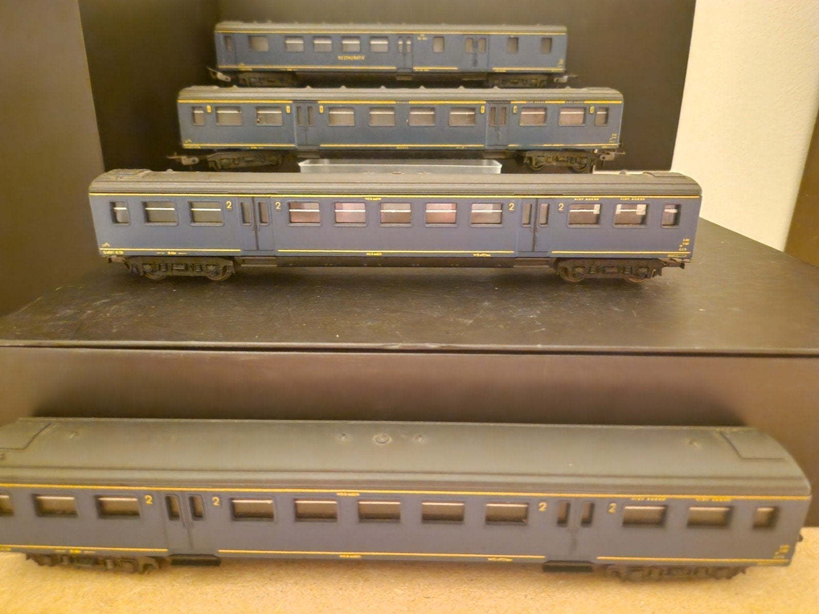 lima H0 rijtuigen set - 4 blauwe wagons, Wisselstroom, Gebruikt, Wagon, Ophalen of Verzenden
