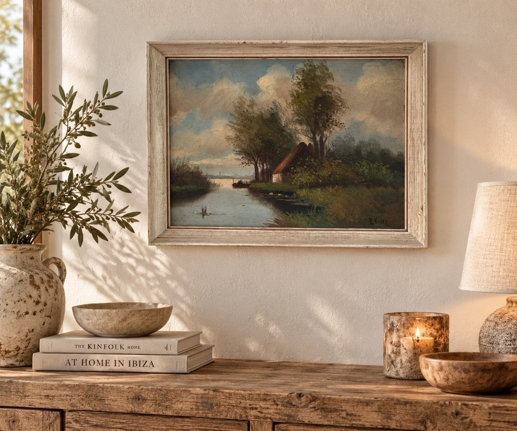 Oud olieverfschilderij op paneel – gesigneerd E. Kroes, Ophalen of Verzenden