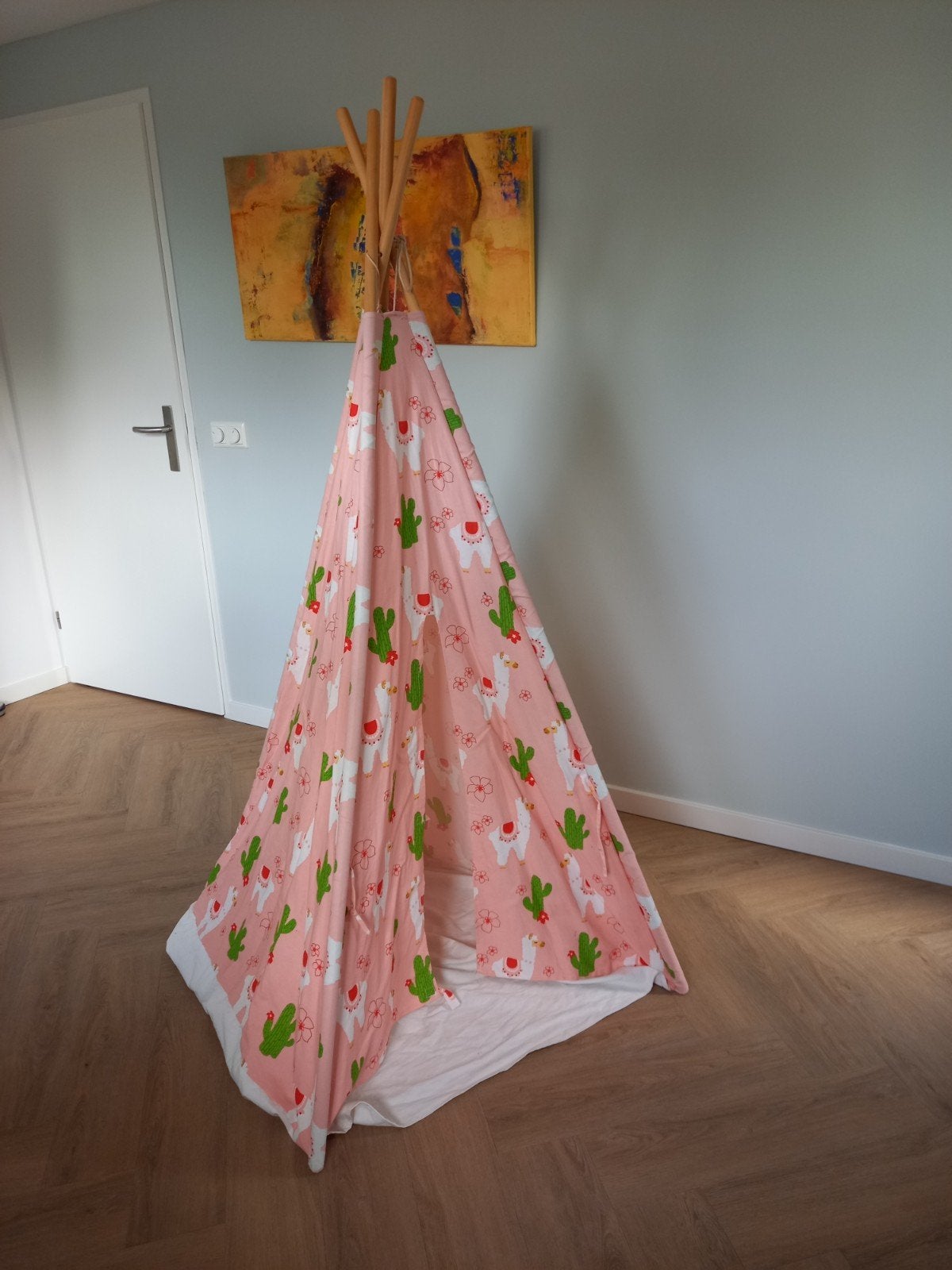 Leuke roze tipi tent met lama's en cactussen, Ophalen, Zo goed als nieuw