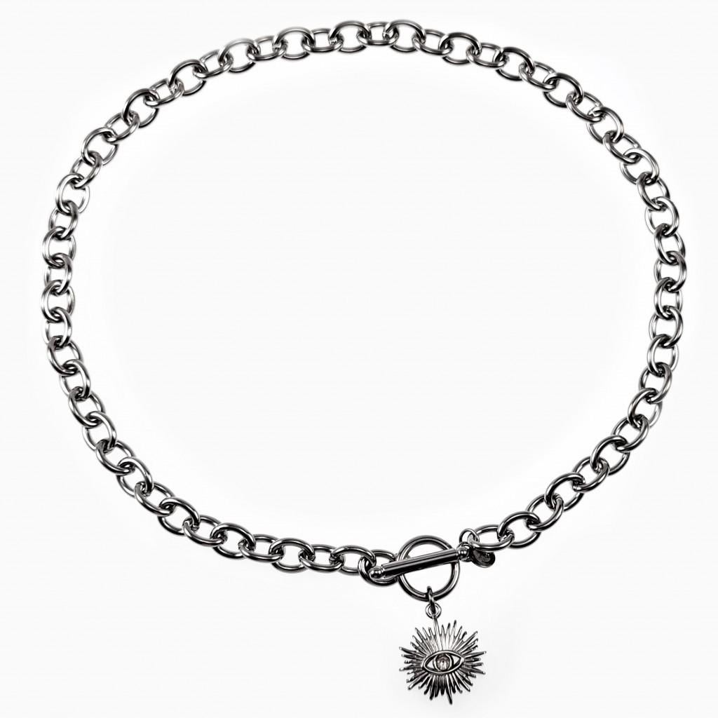 42cm Ketting + Zon Hanger Dames  RVS Wit Gold Plated, Birgitta-Gracht 33, 6465 EL Kerkrade, Nederland, Verzenden, Nieuw, Esde2