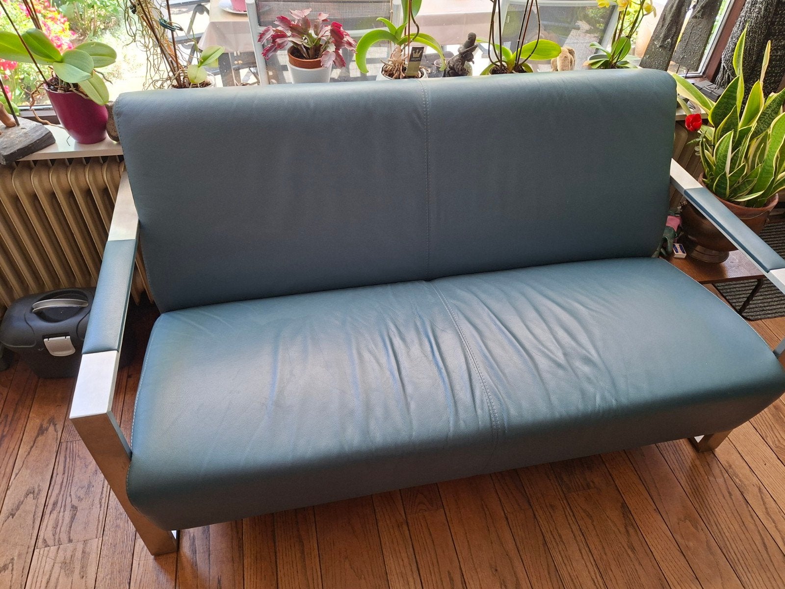 Te koop: 2 Prachtige Montèl Designbanken (Leder), Huis en Inrichting, Banken | Bankstellen, Ophalen, Gebruikt, 150 tot 200 cm