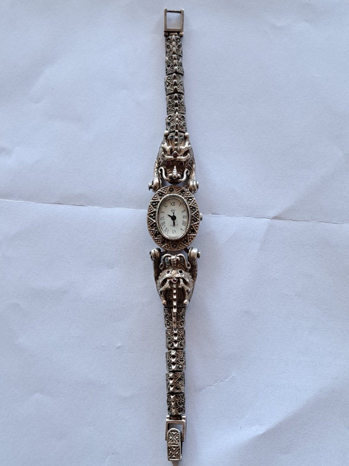 Zilveren drakenhorloge 925, Overige merken, Overige materialen, Ophalen of Verzenden, Zo goed als nieuw