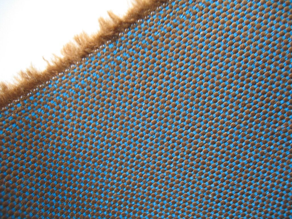 Camira Zap Clang; turquoise+bruin; restant meubelstof, Wol, Blauw, 120 cm of meer, Nieuw