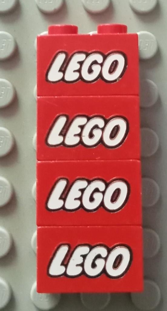 3004pb007 (3) red 4x Brick 1 x 2 with LEGO Logo Closed O, Ophalen of Verzenden, Gebruikt
