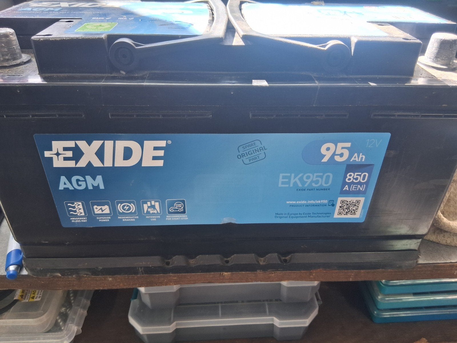 Exide Acc AGM EK950 95Ah 850A(EN) start/stop, Gebruikt, Universele onderdelen