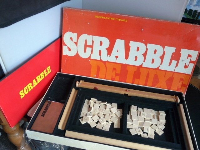 Scrabble de Lux inclusief. draaitafel, Een of twee spelers, Ophalen of Verzenden, Gebruikt