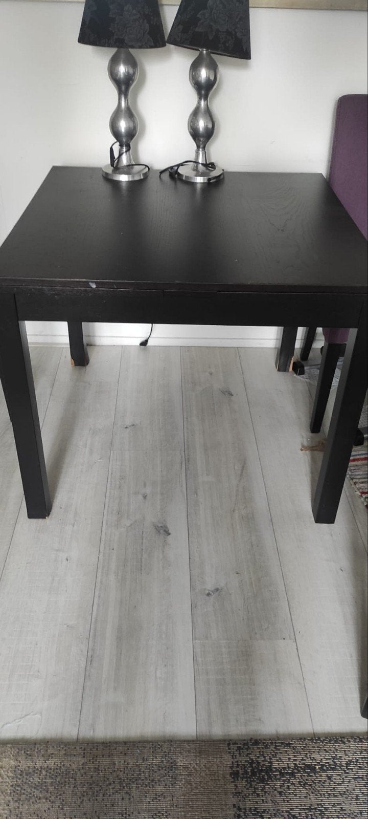 Ikea Zwarte eettafel met uitschuifbaar blad, Gebruikt, Vier personen, Rechthoekig, Overige houtsoorten