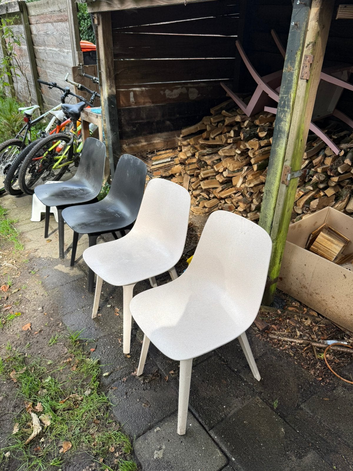 4 odger ikea stoelen, Ophalen, Kunststof, Overige kleuren, Zo goed als nieuw