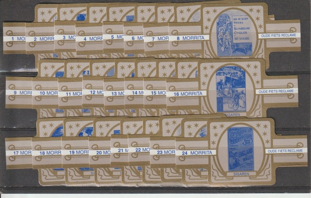 reeks 235   reclamen   1-24 sigarenbanden, Ophalen of Verzenden, Zo goed als nieuw, Sigarenbandjes