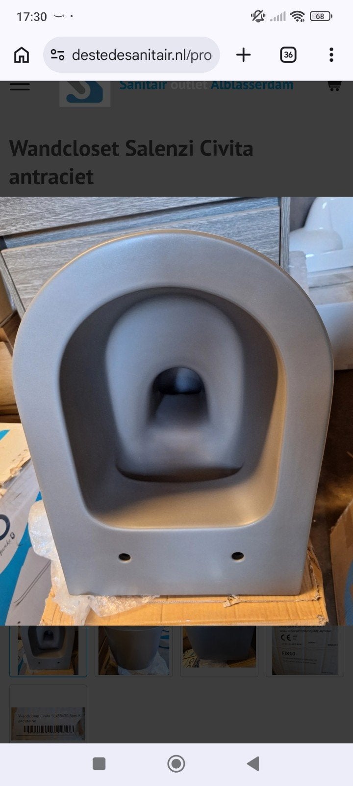 Salenzi civita mat antraciet exc. Zitting, Ophalen, Nieuw, Toilet