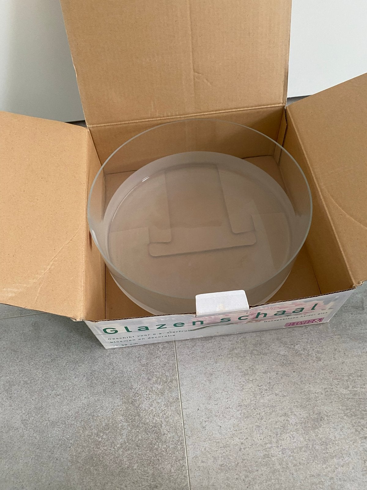 Glazen schaal - Mondgeblazen helder glas - Ø 30 cm, Schaal, Rond, Nieuw, Ophalen of Verzenden