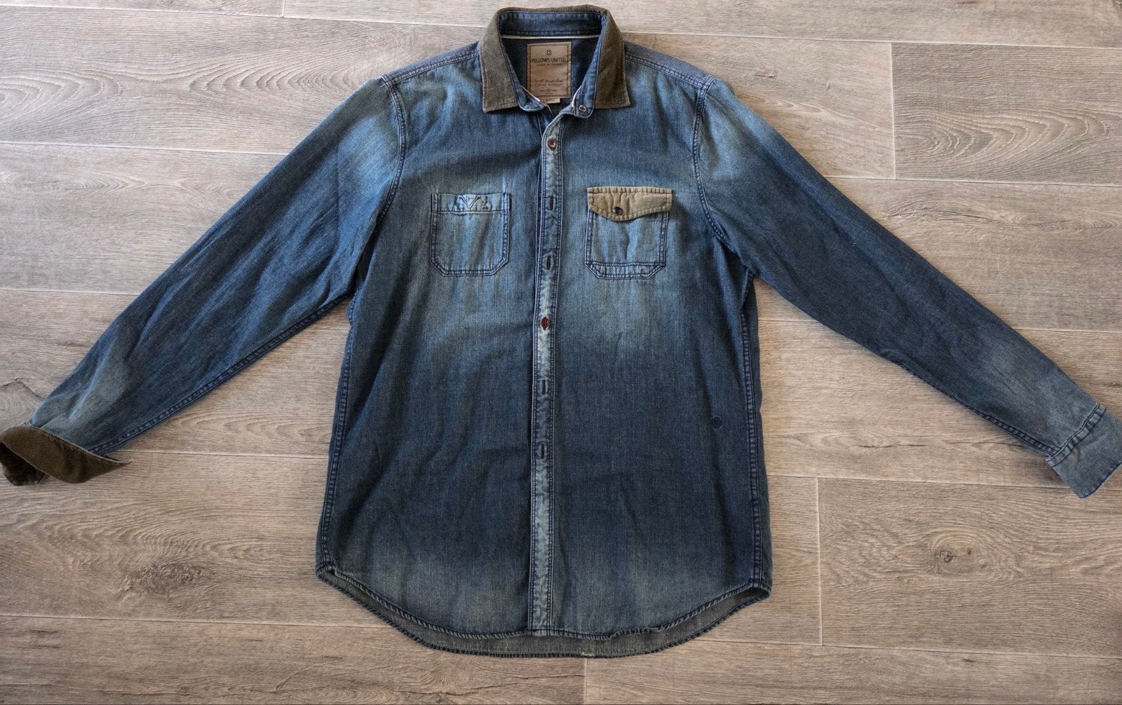 Blouse maat L van Fellows United, Blauw, Ophalen of Verzenden, Zo goed als nieuw, Halswijdte 41/42 (L)