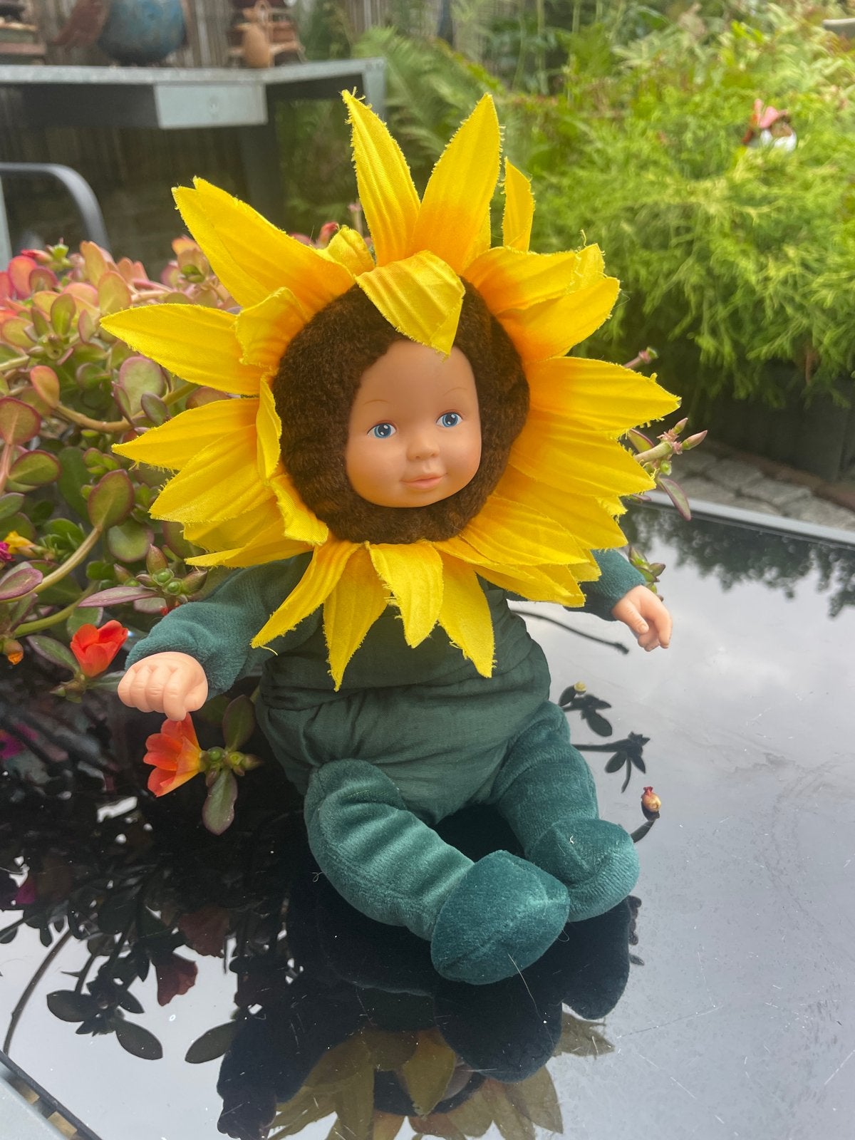Anne Geddes Zonnebloem Babypop, Ophalen of Verzenden, Zo goed als nieuw, Babypop