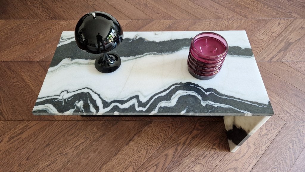 Prachtige salontafel van echt panda marmer - 80x40x42, Ophalen, Overige materialen, 50 tot 100 cm, 50 tot 100 cm