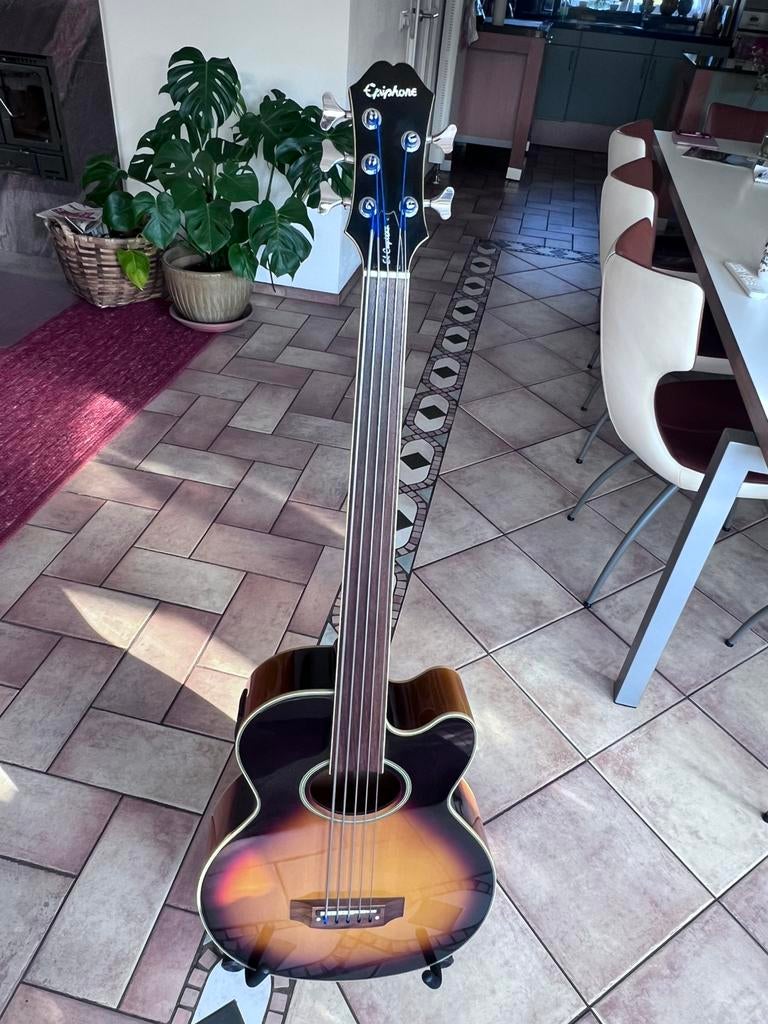 Basgitaar Fretless akoestische 5-snaar., Muziek en Instrumenten, Snaarinstrumenten | Gitaren | Bas, Ophalen, Zo goed als nieuw